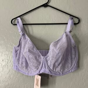 Savage X Fenty Women's Signature Script Unlined Lace Bra Lavender Size 38H